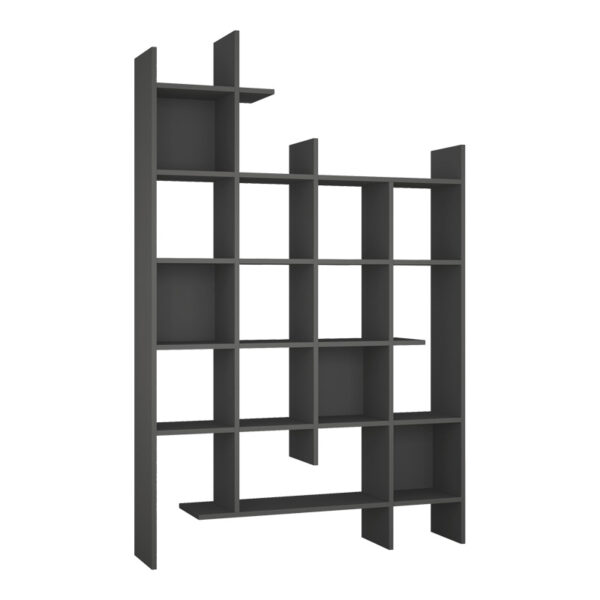 Полица за книги Manco во темно сива боја 122x25.5x188 см