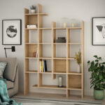 Bookcase Manco in oak color 122x25.5x188cm - Image 2