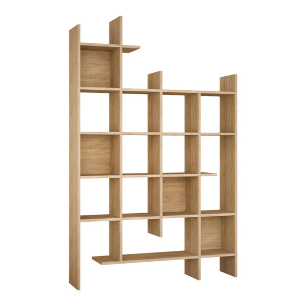 Полица за книги Manco во дабова боја 122x25.5x188 см