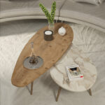 Monty 2pcs coffee table in natural -beige marble shade 116x46x46cm - Слика 3