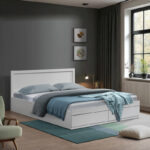 Bed Olympus with drawer in white color 150x200cm - Image 2