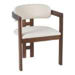 Winsor rubberwood armchair in beige with walnut color leg 58.5x51x76cm