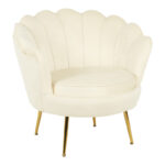 Daimon velvet armchair in white shade 79x74x78cm
