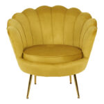 Daimon velvet armchair in yellow shade 79x74x78cm - Image 4