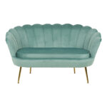 2-seater sofa Daimon velvet in pistachio shade 134x70x77cm - Image 3