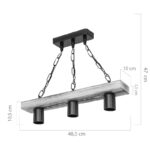 Ceiling light PWL-1027 Ι Ε27 metal black-natural 48.5x10x47cm - Image 5