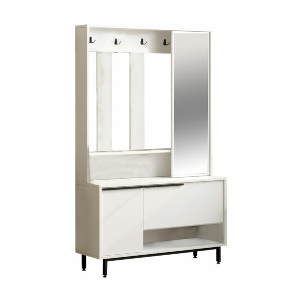 Entrance unit Zerbie melamine white-black 112x35.5x178cm