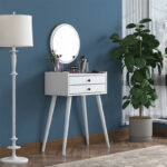 Dressing table with mirror Globy white 74x37x86cm - Слика 2