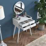 Dressing table with mirror Globy white 74x37x86cm - Слика 3