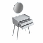 Dressing table with mirror Globy white 74x37x86cm - Слика 5