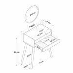 Dressing table with mirror Globy white 74x37x86cm - Слика 6