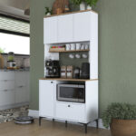 Kitchen cabinets Bender in white-natural color 90.2x40x184.2cm - Image 2