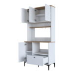Kitchen cabinets Bender in white-natural color 90.2x40x184.2cm - Image 3