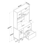 Kitchen cabinets Bender in white-natural color 90.2x40x184.2cm - Image 6