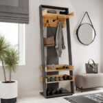 Sciove entrance furniture in anthracite-natural shade 70x40x200cm - Image 2