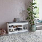 Entrance furniture - stool - shoe rack Oriental in white shade 100x37.2x50cm - Слика 2