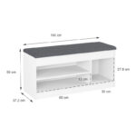 Entrance furniture - stool - shoe rack Oriental in white shade 100x37.2x50cm - Слика 6