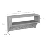 Crosta coat rack in oak shade 80x28x40cm - Image 4