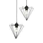 Tebour two-light ceiling lamp E27 black metal 30x30x70cm