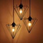 Tebour three-light ceiling lamp E27 black metal 30x30x75cm - Слика 2