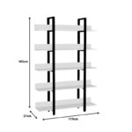 Bookcase Almond white-black 119x27x185cm - Слика 3