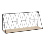 Wall shelf Anneza metal-mdf in natural-black color 48x12x20cm