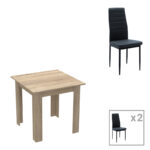 Комплет трпезариски маси од 3 парчиња Manka-Parker madf во црна-сонома боја 80x80x77 см