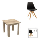 Dining table set of 3 pieces Manka I-Caron in sonoma-black color 80x80x77cm