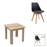 Dining table set of 3 pieces Manka Ι -Gaston  in sonoma-black color 80x80x77cm