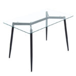 Quana-Ezra dining table set of 5 pieces glass 8mm transparent - black leg 120x70x75cm - Слика 6