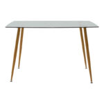 Chloe-Ezra dining table set of 5 pieces, 8mm anthracite glass - natural leg 120x70x75cm - Image 6