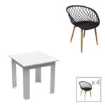 Dining table Manka-Parker set of 3 pieces in white 80x80x77cm