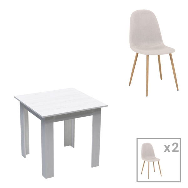 Трпезариска маса Bella-Manka сет од 3 парчиња во бела боја 80x80x77 см