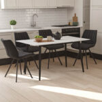 Sabia-Gustas dining set 5pcs black marble-black-anthracite 140x80x75cm