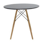 Julita-Noor dining table set of 3 pcs MDF black-beige fabric Φ80x73cm - Слика 6