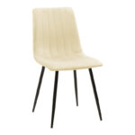 Julita-Noor dining table set of 3 pcs MDF black-beige fabric Φ60x73cm - Image 2