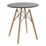 Julita-Noor dining table set of 3 pcs MDF black-beige fabric Φ60x73cm - Image 5