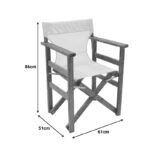 Director’s armchair Retto solid beech wood in walnut finish – ecru fabric - Image 2