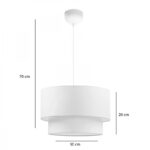 Tachi E27 ceiling lamp fabric in cream color D30x20cm - Image 2