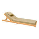 Sunbed with cushion Specta solid beech wood in natural color 60x190x50cm