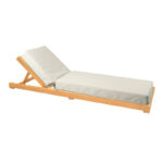 Sunbed with cushion Specta-Vertian solid beech wood in natural color 60x190x50cm