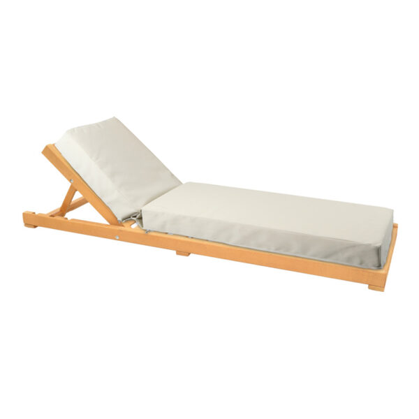 Sunbed with cushion Specta-Vertian solid beech wood in natural color 60x190x50cm