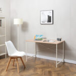 Work desk Senzia in natural color with white metal 120x60x75cm - Слика 2