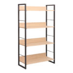 Bookcase Dorfie in natural color with black metal 70x30x124.5cm