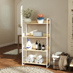 Bookcase Dorfie in natural color with white metal 70x30x124.5cm - Image 2