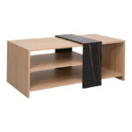 Coffee table Cozeto in natural color and marble look 100x53x41.5cm