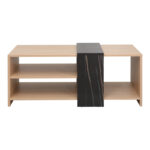 Coffee table Cozeto in natural color and marble look 100x53x41.5cm - Image 3