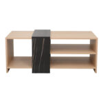 Coffee table Cozeto in natural color and marble look 100x53x41.5cm - Image 5