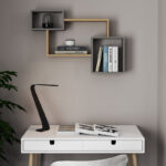 Wall shelf Beldra in natural-cement grey color 84x15x57.8cm - Image 2