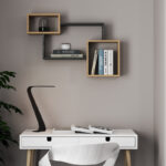 Wall shelf Beldra in natural and marble look color 84x15x57.8cm - Image 2